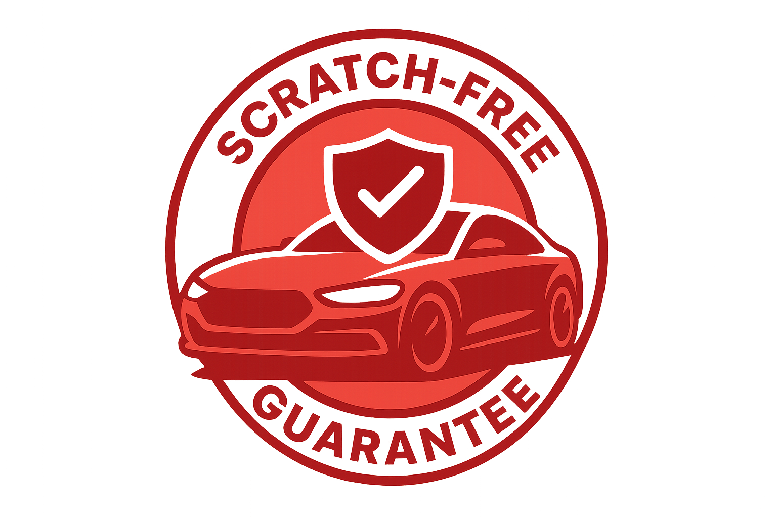create a vector in red colour that represents 'Scratch-Free Guarantee'