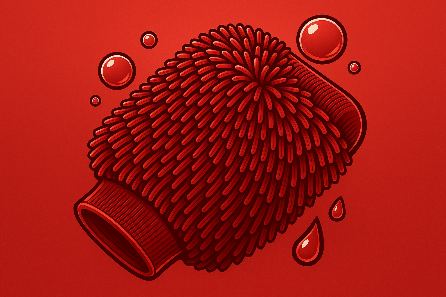 create. a vector in red colour theme that represents 'Durable Microfiber Blend' for a wash mit for cars