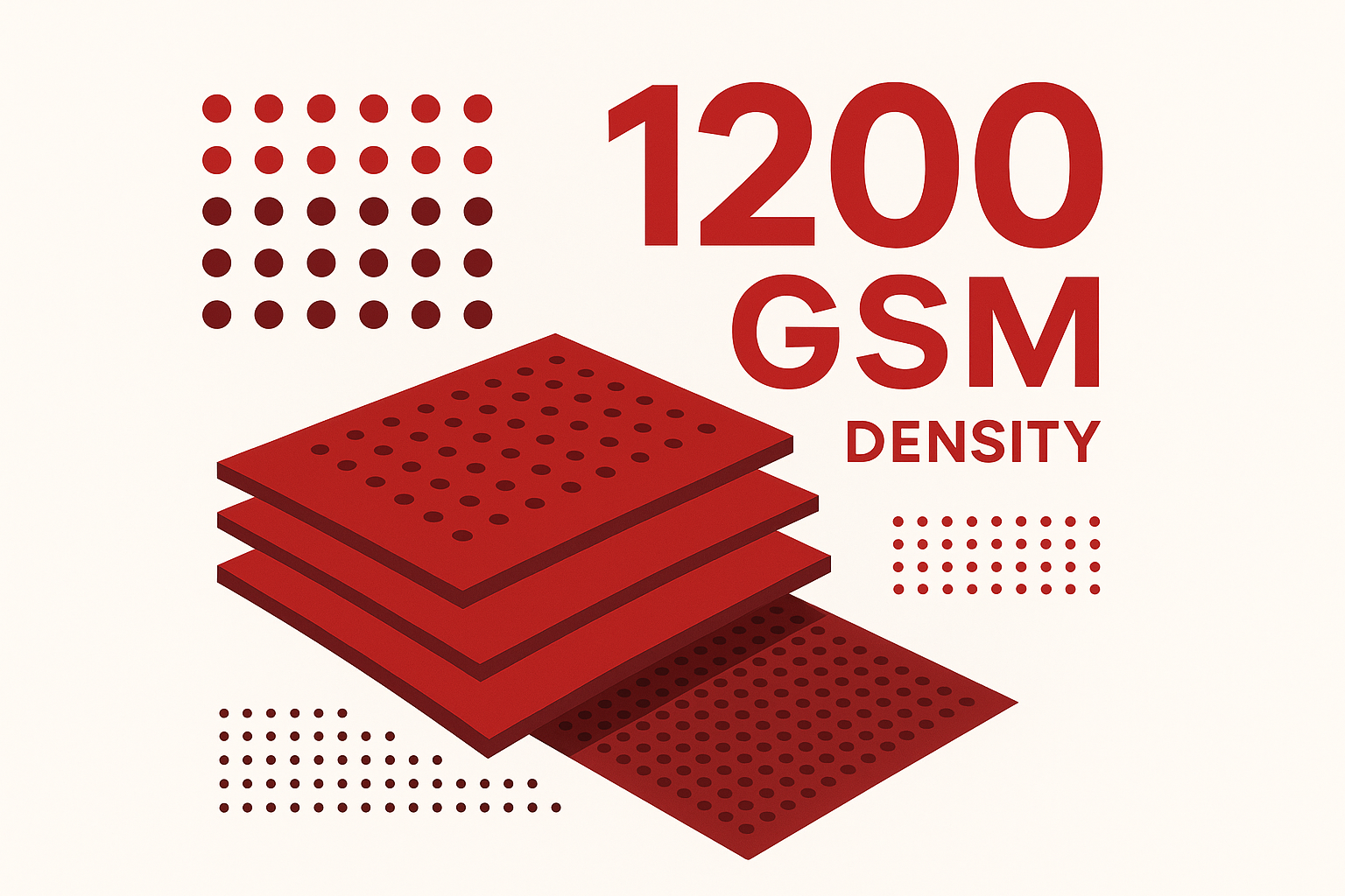 create me a vector in red colout theme that represents '1200 GSM Density'